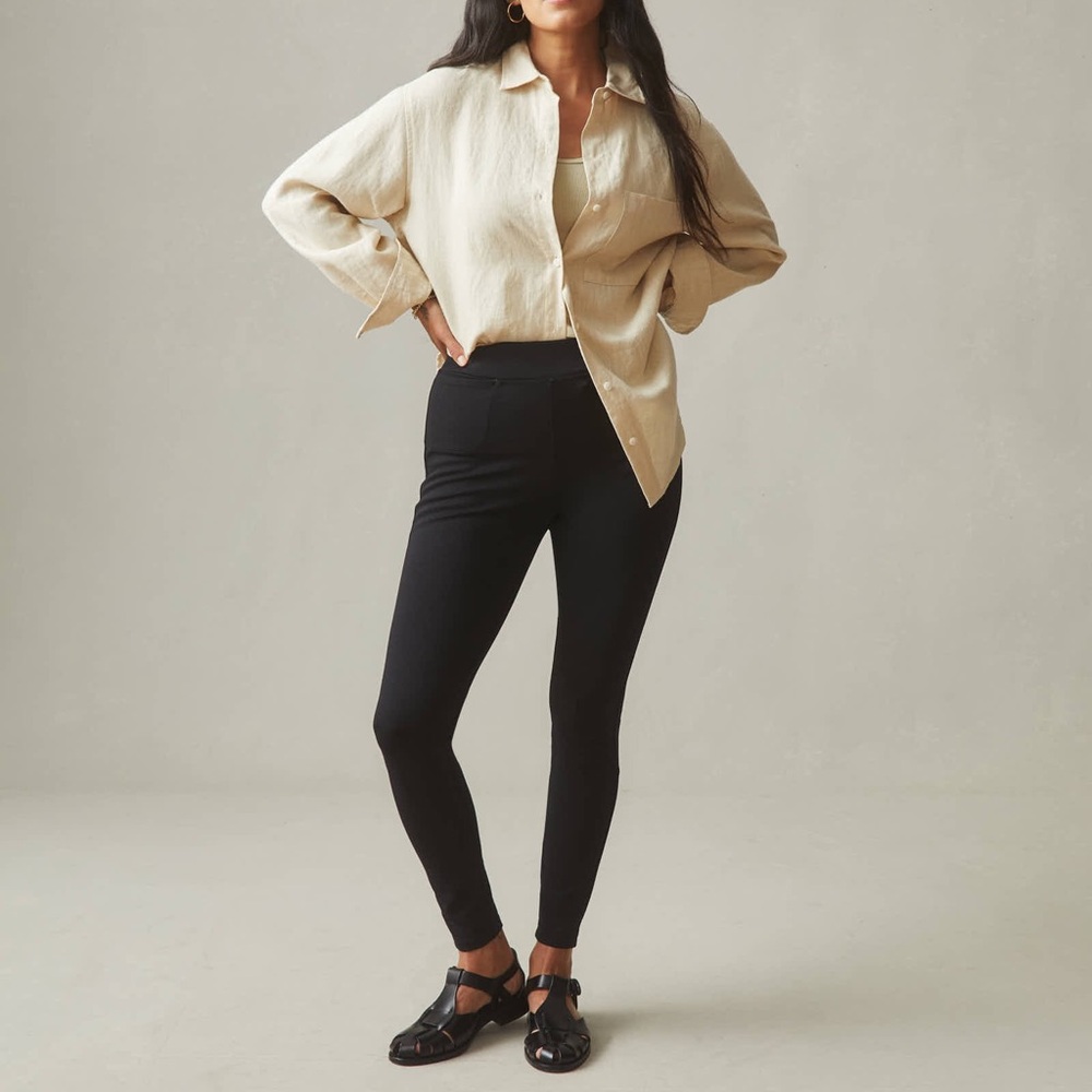 American Giant Ponte Slim Pant High Rise in super black size 4 minimalist casual